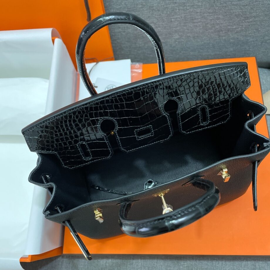 HermèS Birkin25 Black Touch Togop & Crocodile Skin Hand-Stitched Birkin25