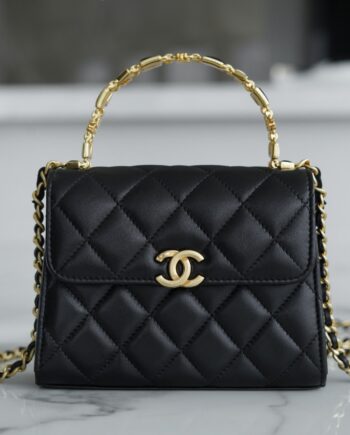 Chanel Black Medium Enamel Buckle Kelly Bag