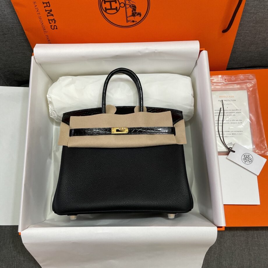 HermèS Birkin25 Black Touch Togop & Crocodile Skin Hand-Stitched Birkin25