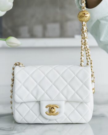 Chanel Chanel Black & White Hardware Italy Imported Lambskin Mini Classic Handbag