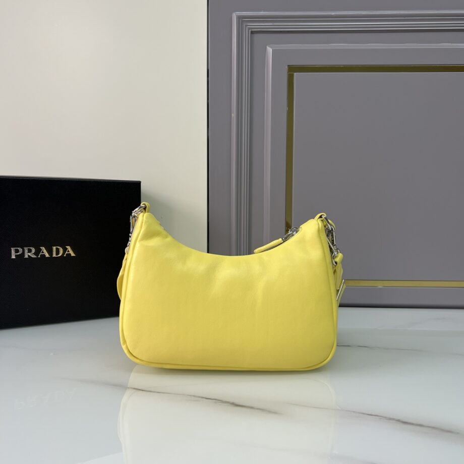 PRADA 1BH204 Yellow Sheepskin Hobo Bag