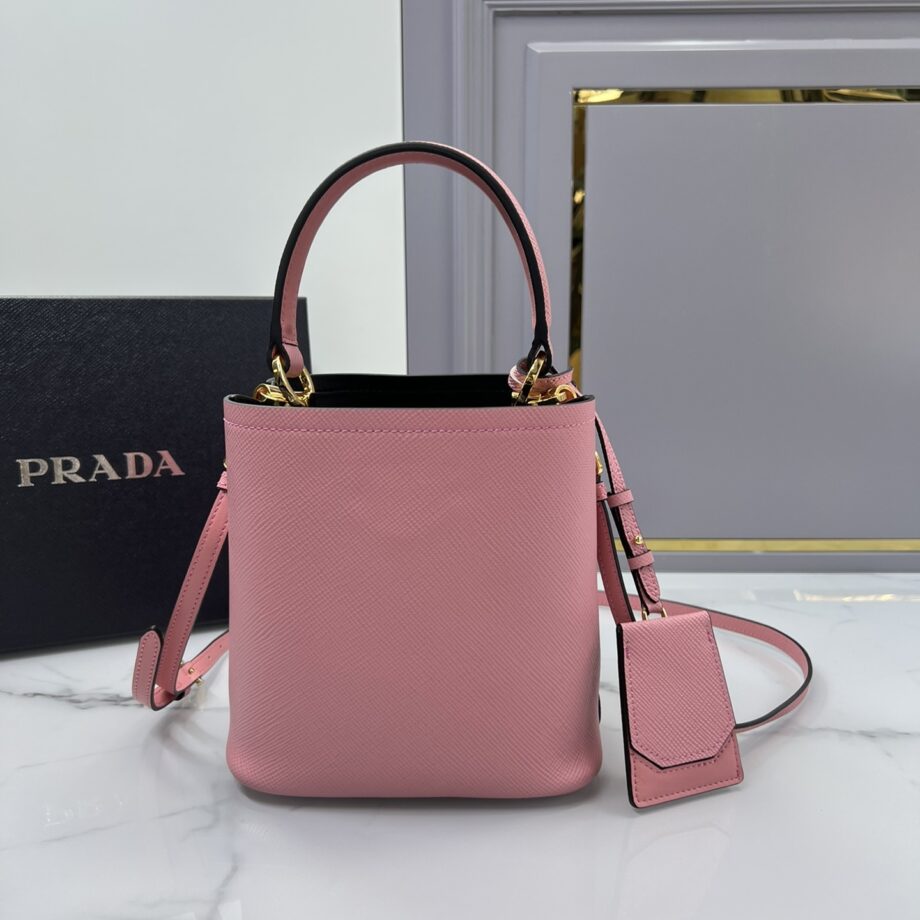 PRADA 1BA217 Pink Small Saffiano Leather Prada Panier Bag