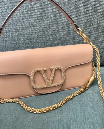 valentino cinnamon pink loc leather handbag