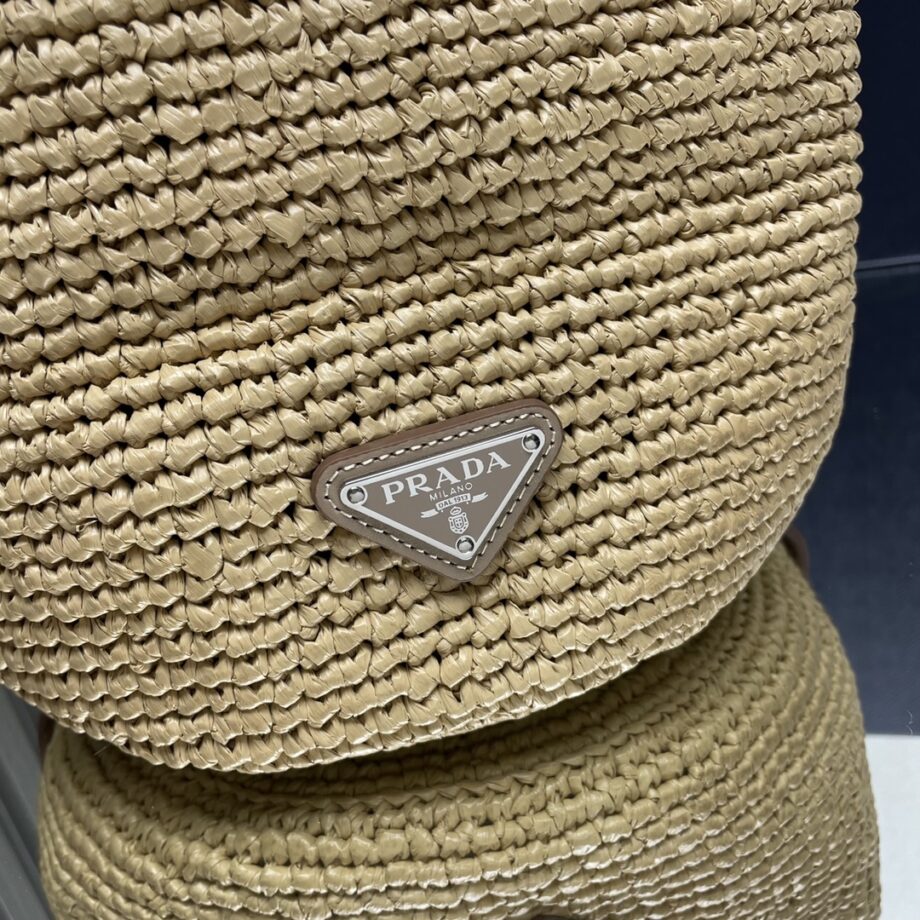 PRADA 1BE063 Raffia Bucket Bag