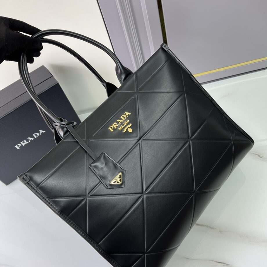 PRADA 1BA384 Large Leather Prada Symbole Bag With Topstitching