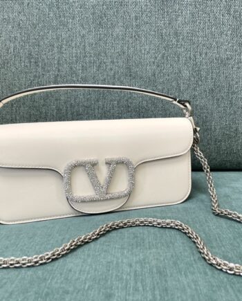 valentino white loc leather handbag