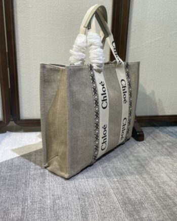 chloe woody diamond embroidered tote bag