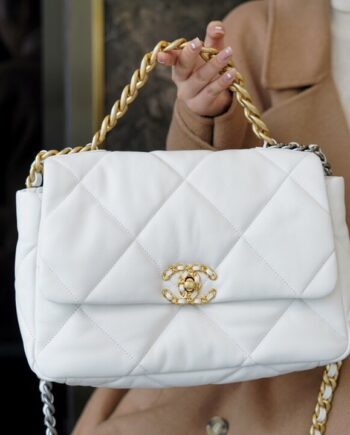 Chanel White Italian Imported Lambskin 19 Large Handbag