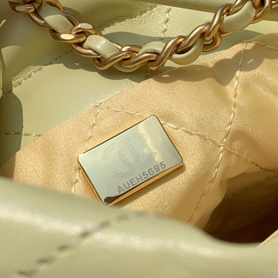 Chanel AS3980 Mini Light Yellow Shiny Calfskin & Gold-Tone Metal Chanel 22 Mini Handbag