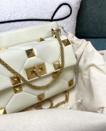 valentino white valentino garavani roman stud medium napa sheep leather big nail bag